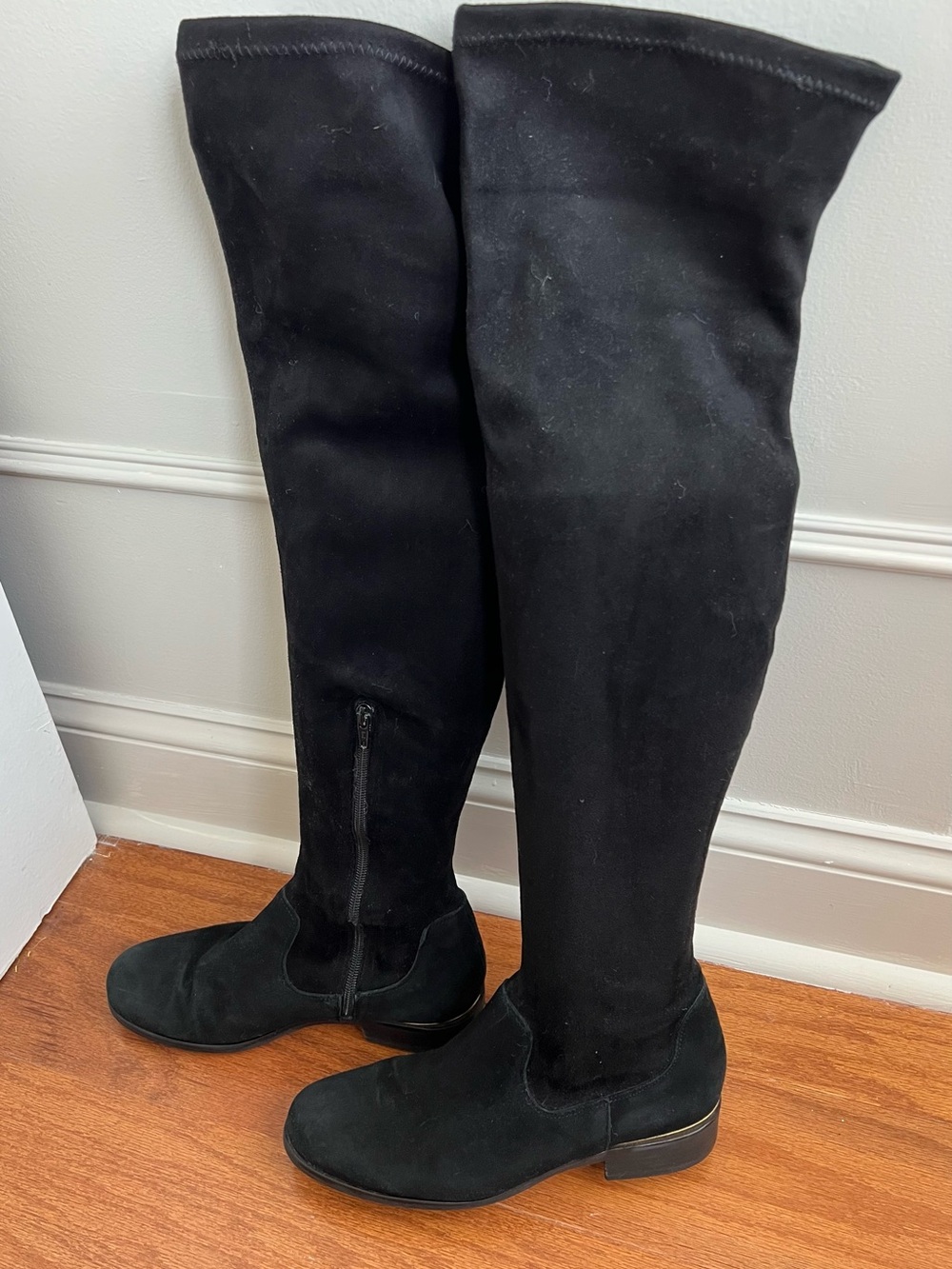 Dune London Black Suede Over The Knee Boots EU 40 US 9 Tall OTK